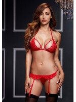 Baci Red Crotchless Garter Set - OS