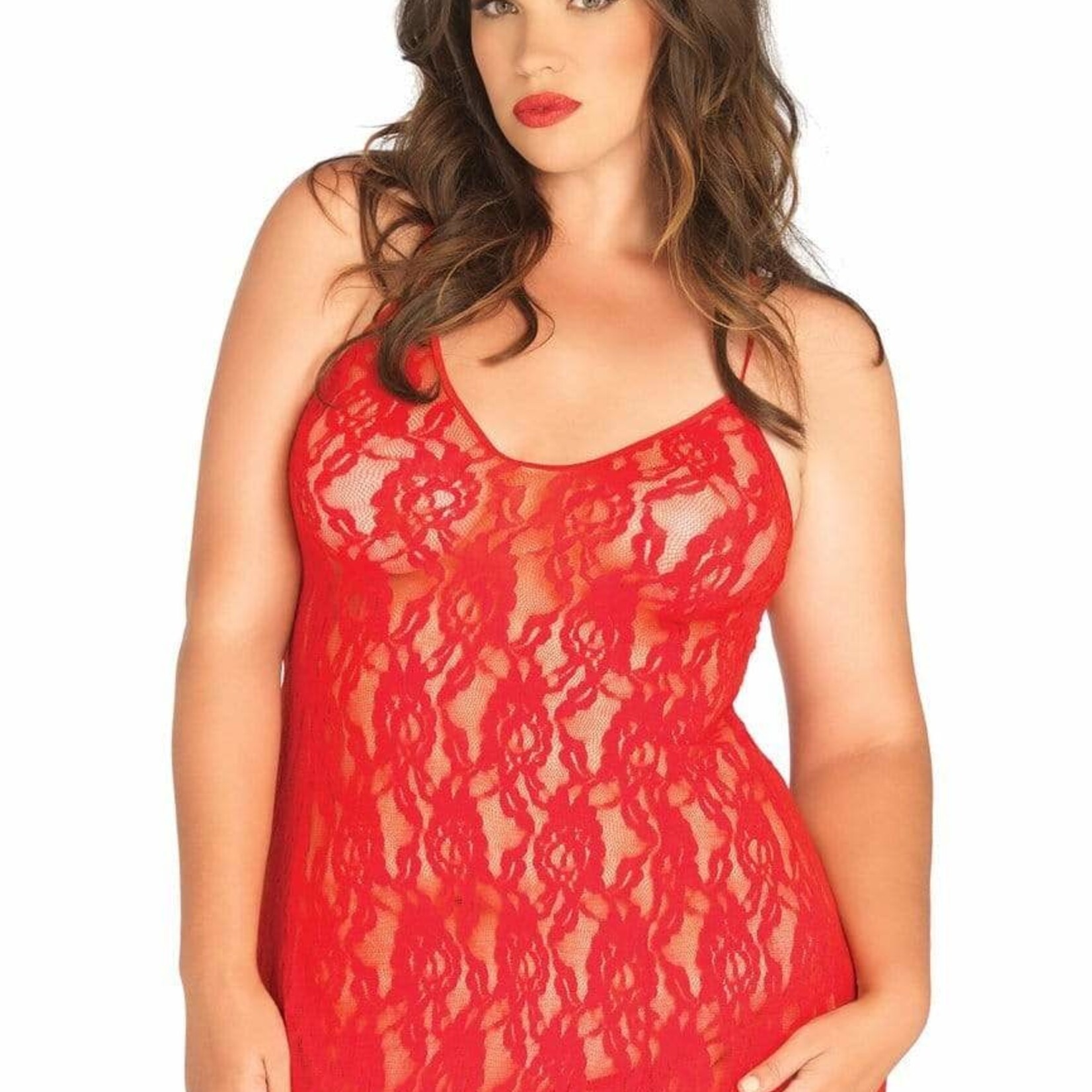 Leg Avenue Plus Size Rose Lace Flair Chemise PLUS SI RED