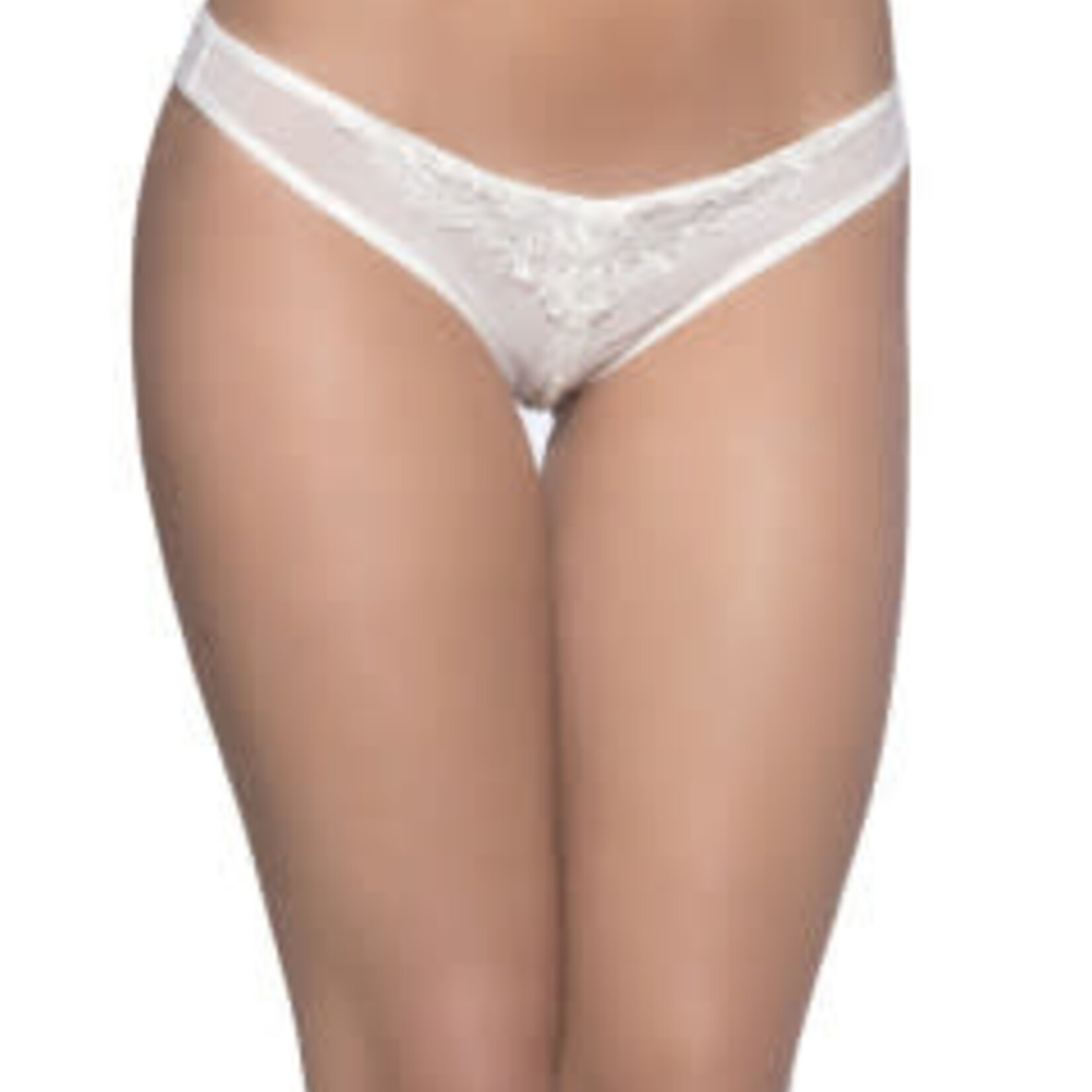 Oh La La Cheri Crotchless Thong With Pearls - One Size