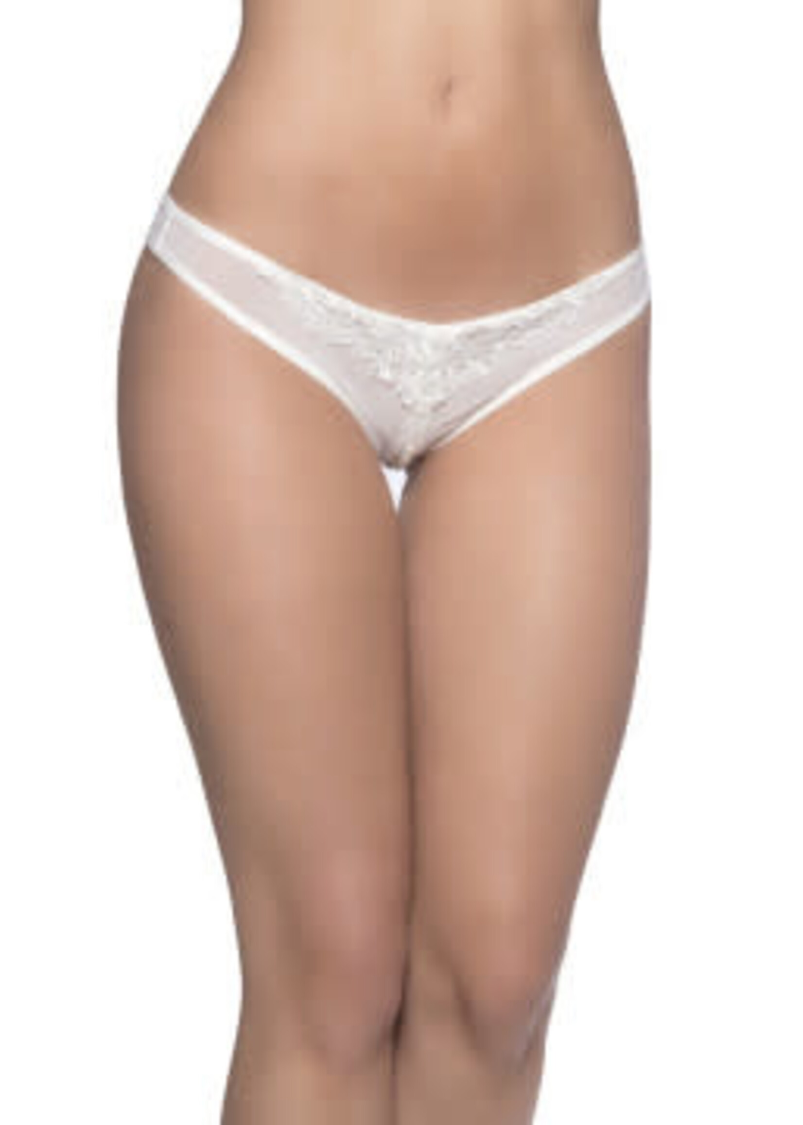 Oh La La Cheri Crotchless Thong With Pearls - One Size