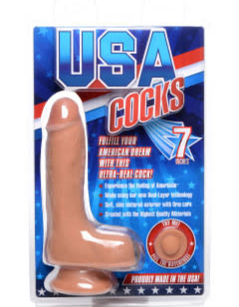 XR Brands USA Cocks 7 Inch Ultra Real Dual Layer Suction Cup Dildo - Medium Tone Skin