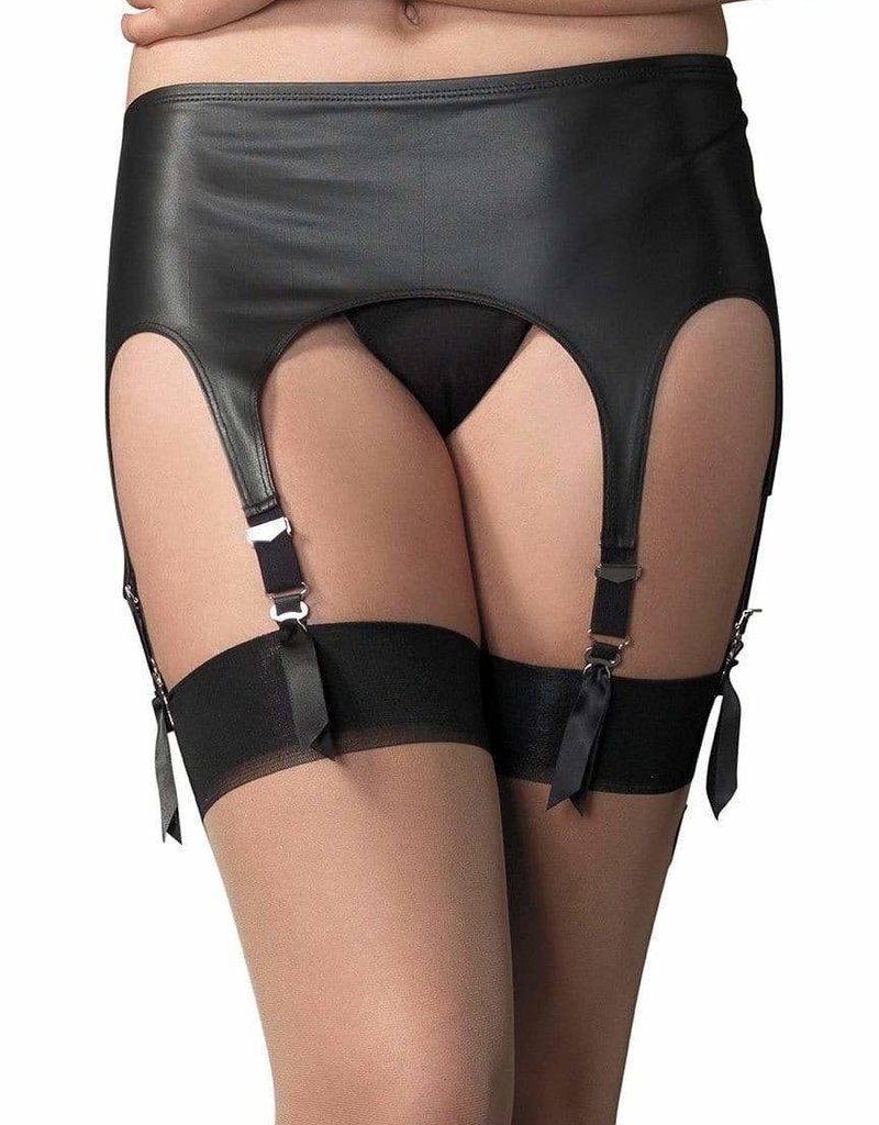 Leg Avenue Matte rubber look six garter belt O/S BLACK