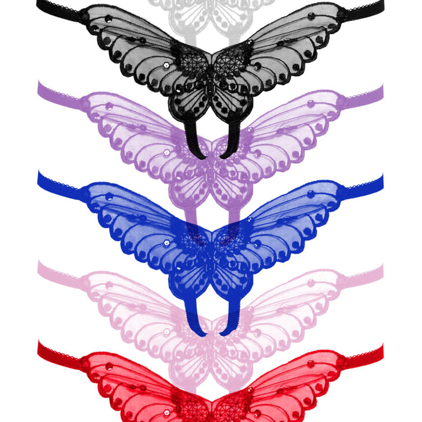 Leg Avenue Butterfly Crotchless W/Pearl Sequin Detail - OS