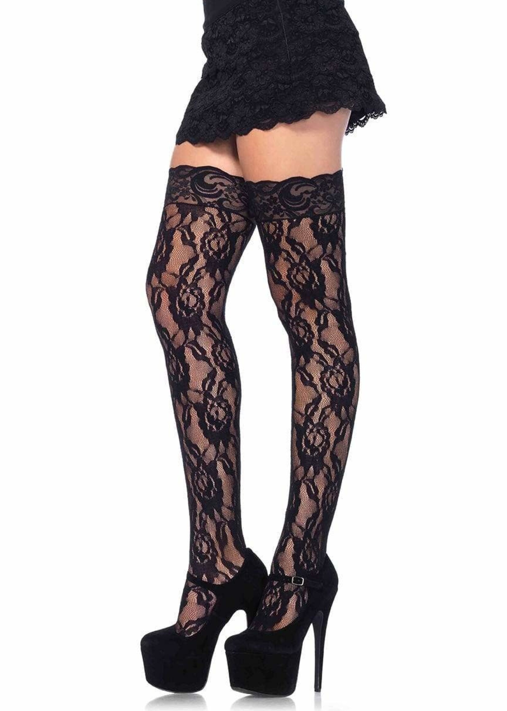 Leg Avenue Lace Thi Hi W/Lace Top O/S BLACK