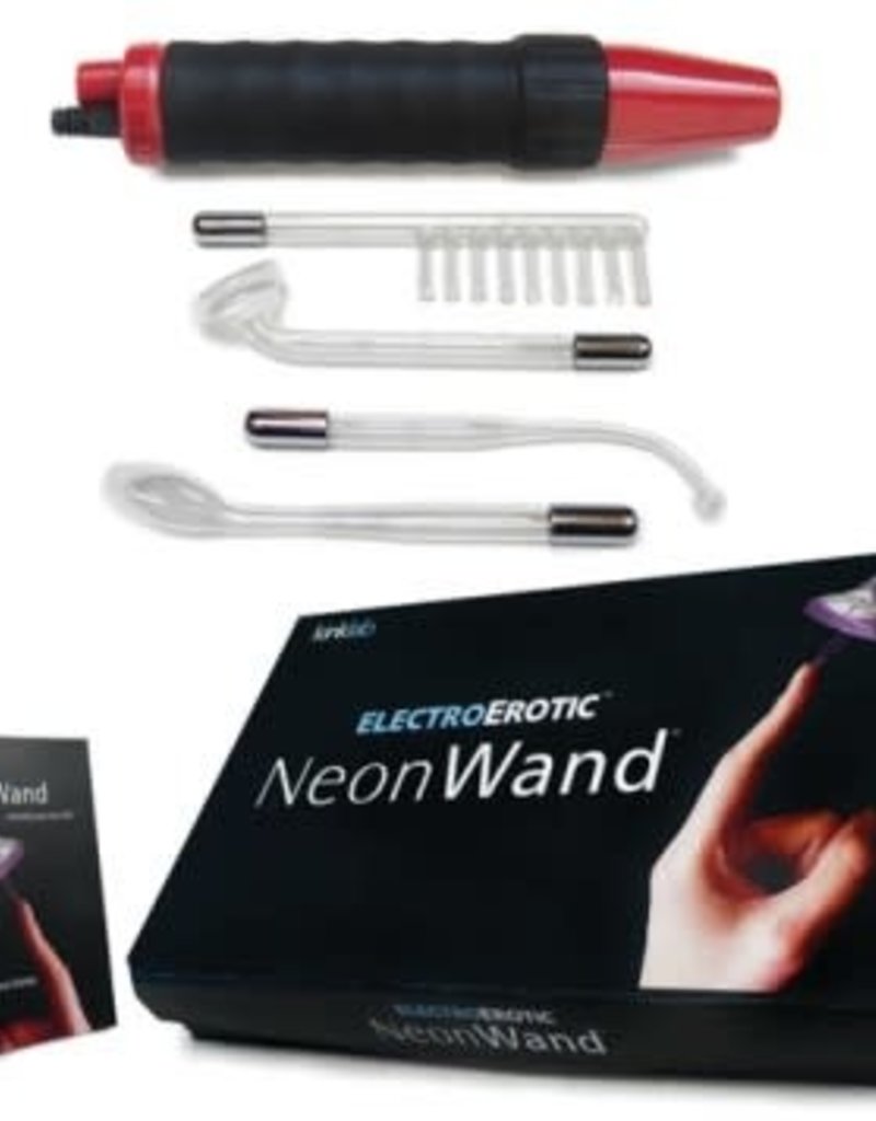 KinkLab Neon Wand Electrosex Kit - Red and Black Handle Red Electrode