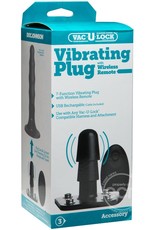 Doc Johnson Vac-U-Lock - Vibrating Plug With Snaps & Wireless Remote - Black