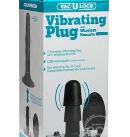 Doc Johnson Vac-U-Lock - Vibrating Plug With Snaps & Wireless Remote - Black