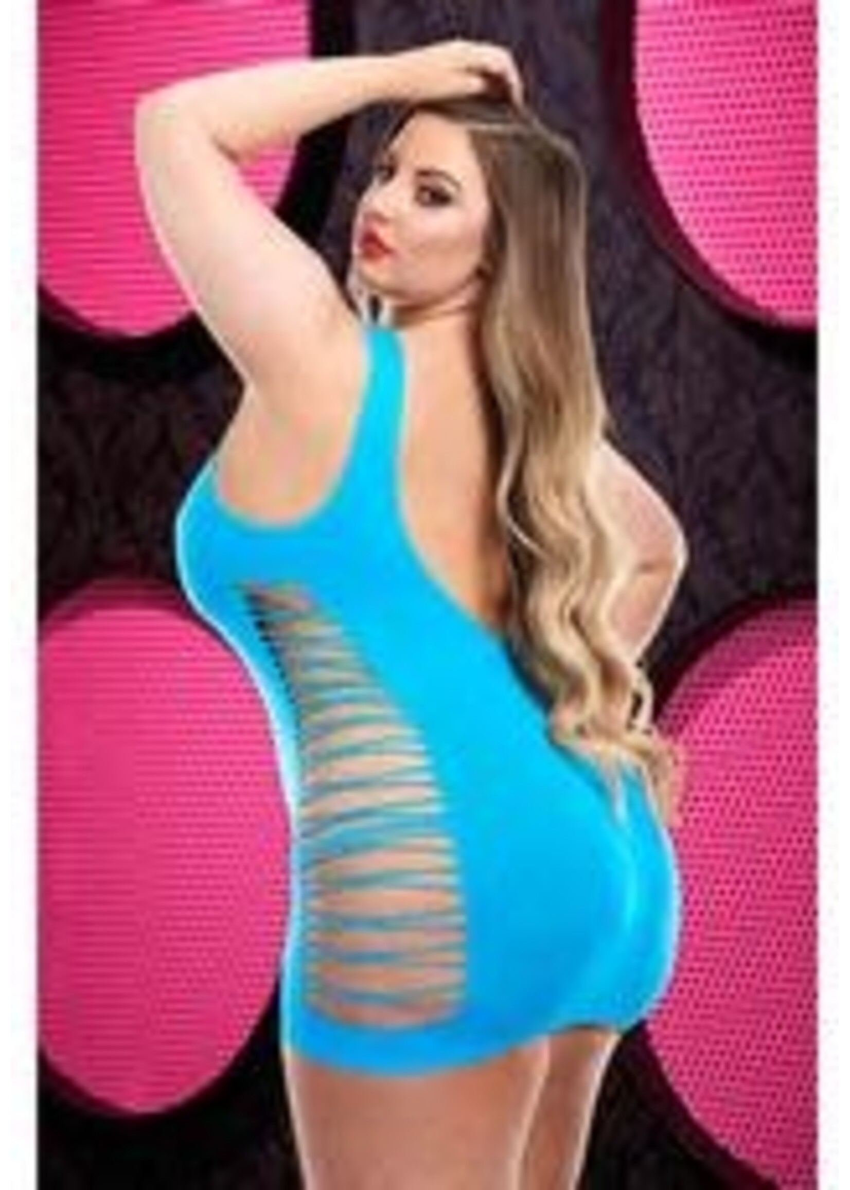 LapDance CRISS-CROSS MINI DRESS - NEON BLUE - XL