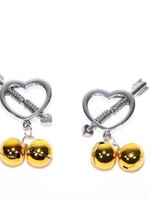 Touch of Fur Heart Shaped Nipple Clamp Gold Bell