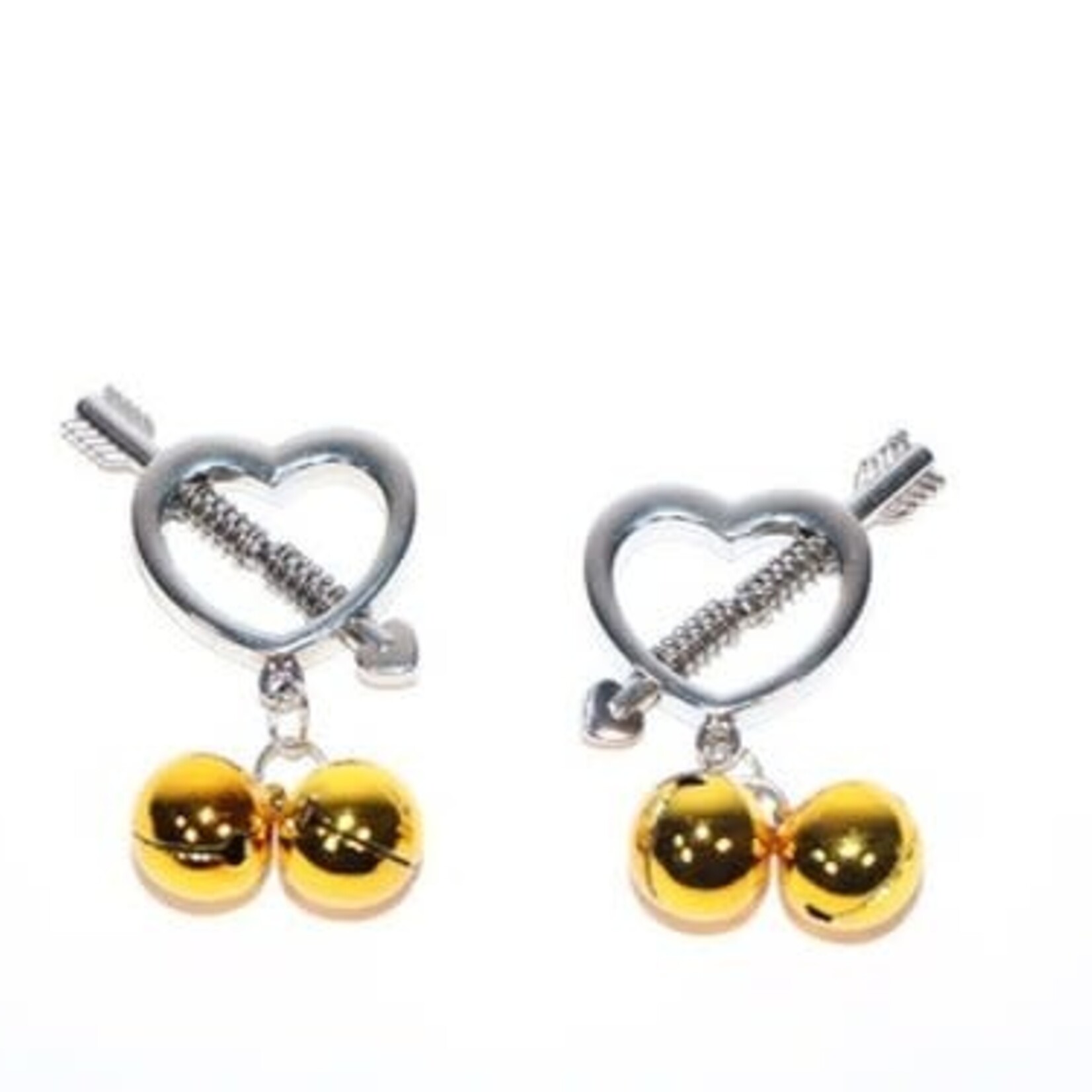 Touch of Fur Heart Shaped Nipple Clamp Gold Bell