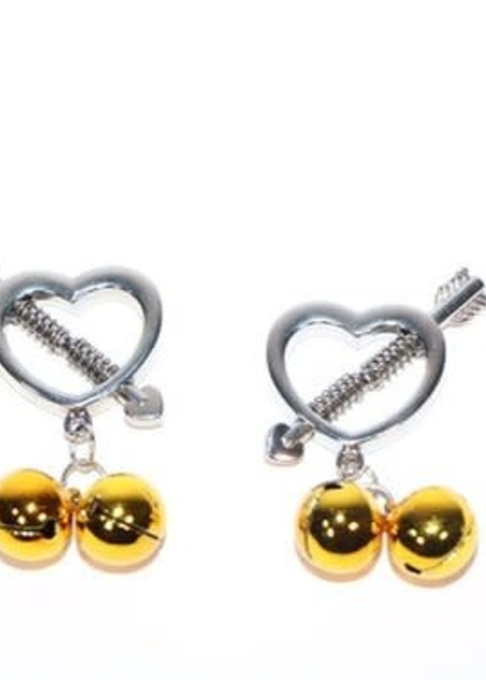 Touch of Fur Heart Shaped Nipple Clamp Gold Bell