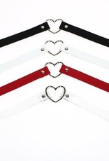 Touch of Fur Adjustable Soft Leather Heart Collar - red