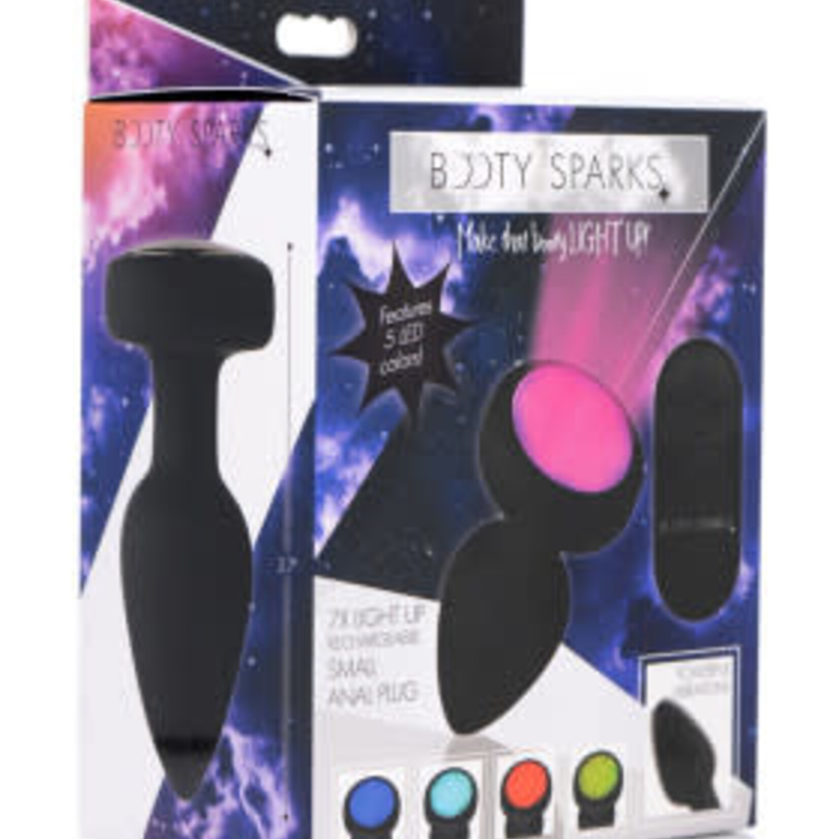XR Brands Booty Sparks 7x Light Up Rechargeable Anal Plug - Small