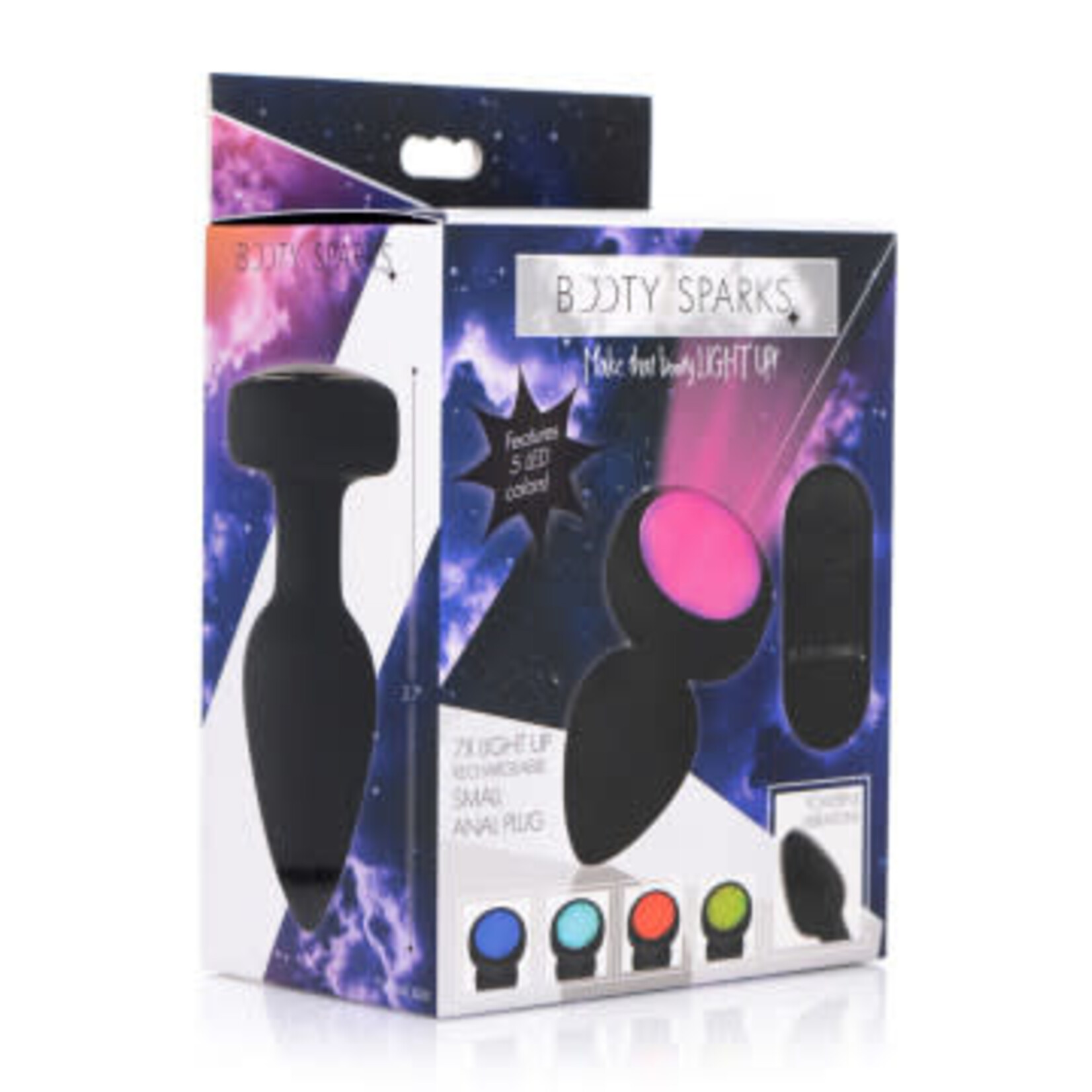 XR Brands Booty Sparks 7x Light Up Rechargeable Anal Plug - Small