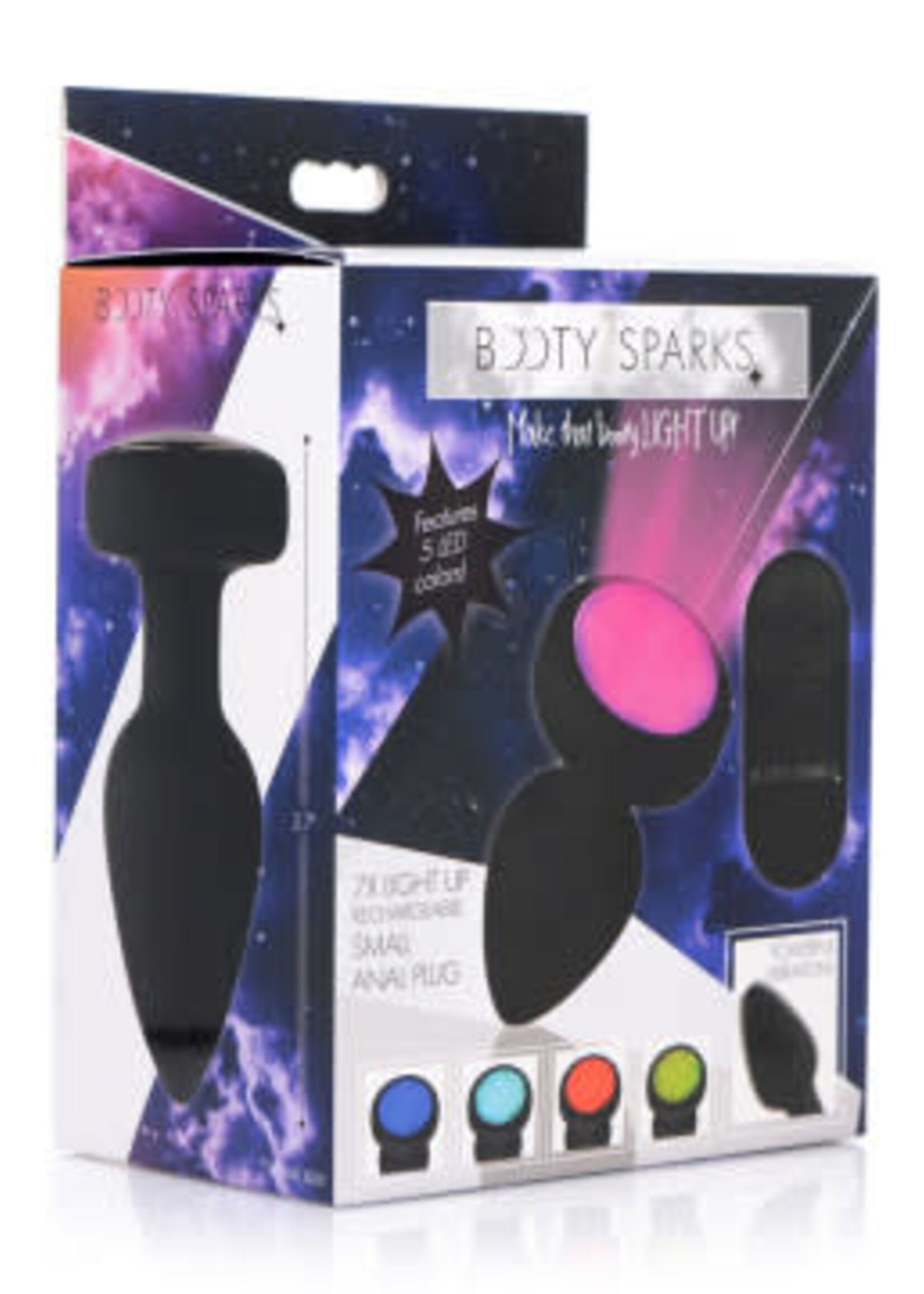 XR Brands Booty Sparks 7x Light Up Rechargeable Anal Plug - Small