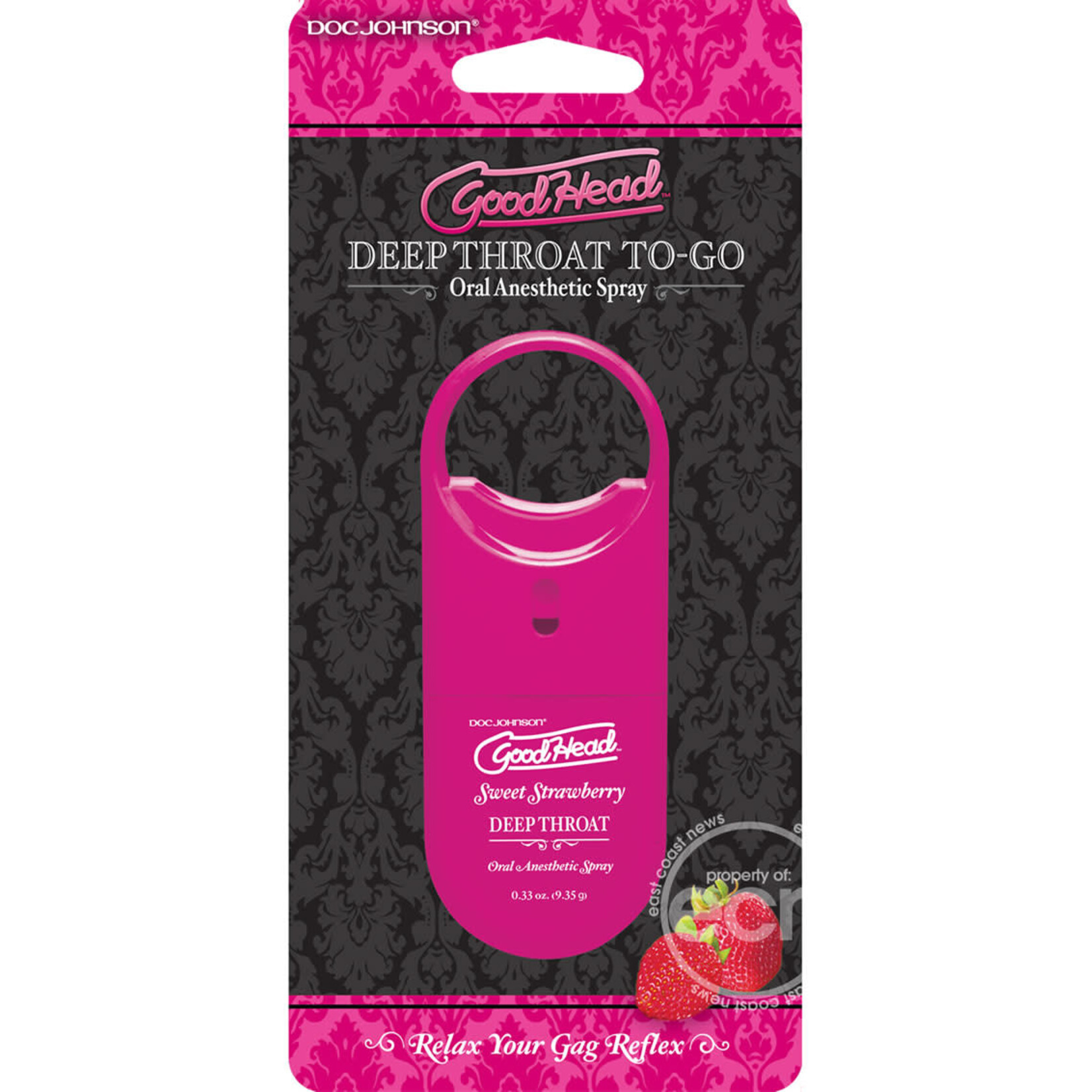 Doc Johnson Goodhead Deep Throat To Go Oral Anesthetic Spray Strawberry .33 Ounce