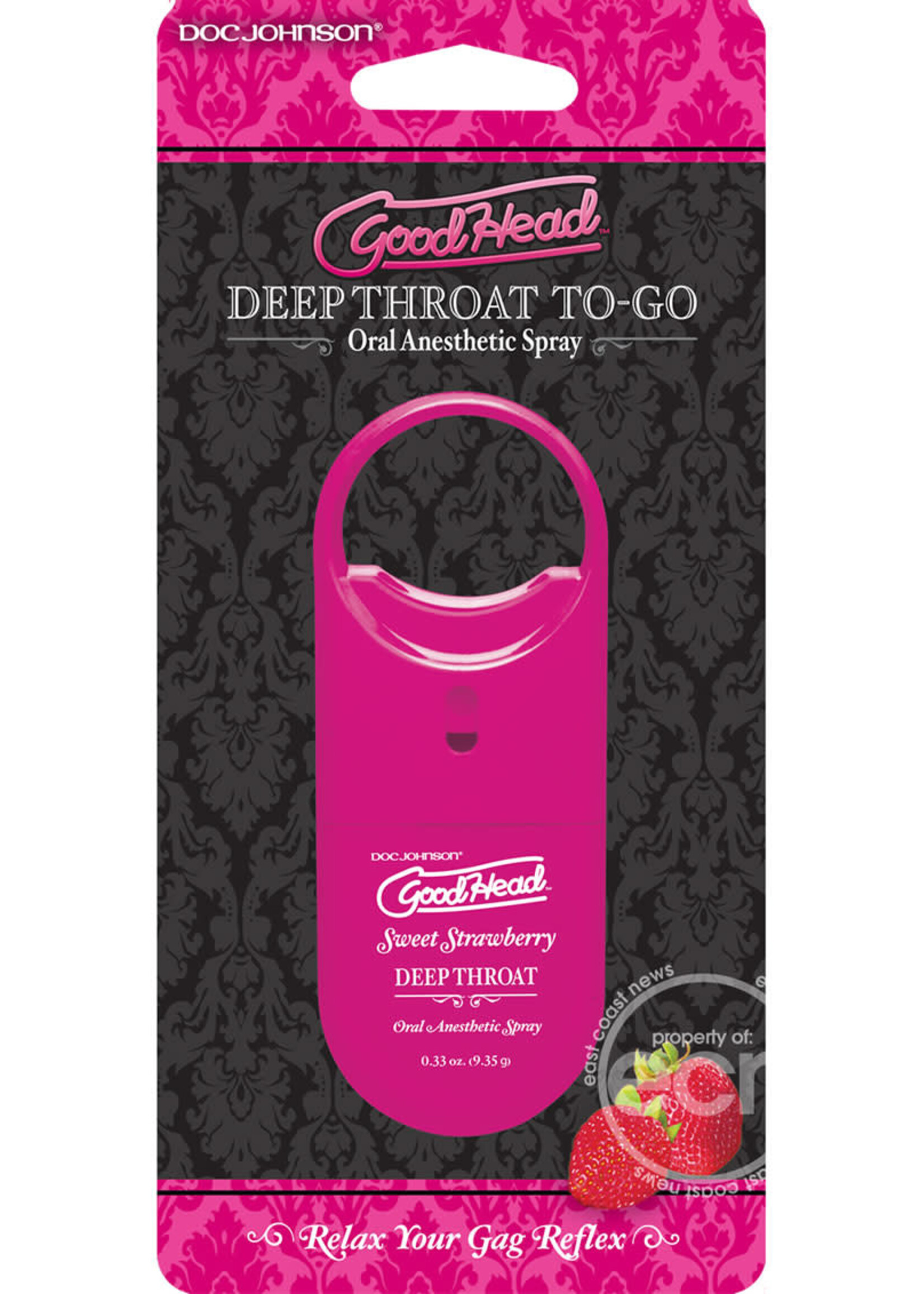 Doc Johnson Goodhead Deep Throat To Go Oral Anesthetic Spray Strawberry .33 Ounce