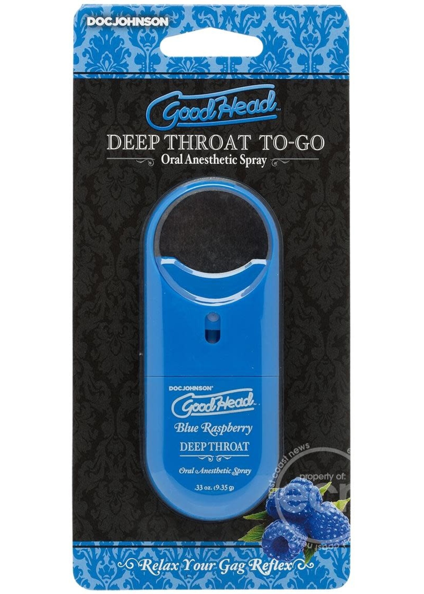 Doc Johnson Goodhead - Deep Throat Spray to-Go - Blue Raspberry - .33 Oz.