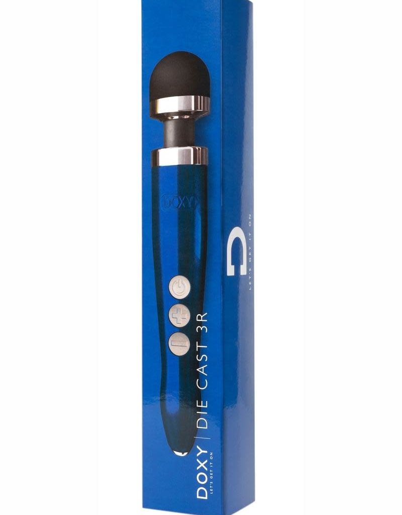 Doxy Doxy Die Cast 3 USB Rechargeable Vibrating Wand Massager Blue Flame