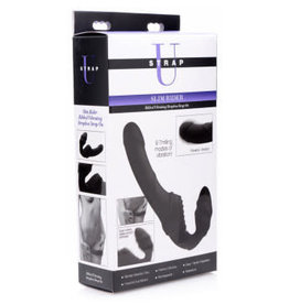 XR Brands Strap U Slim Rider Ribbed Vibrating Silicone Strapless Strap-On