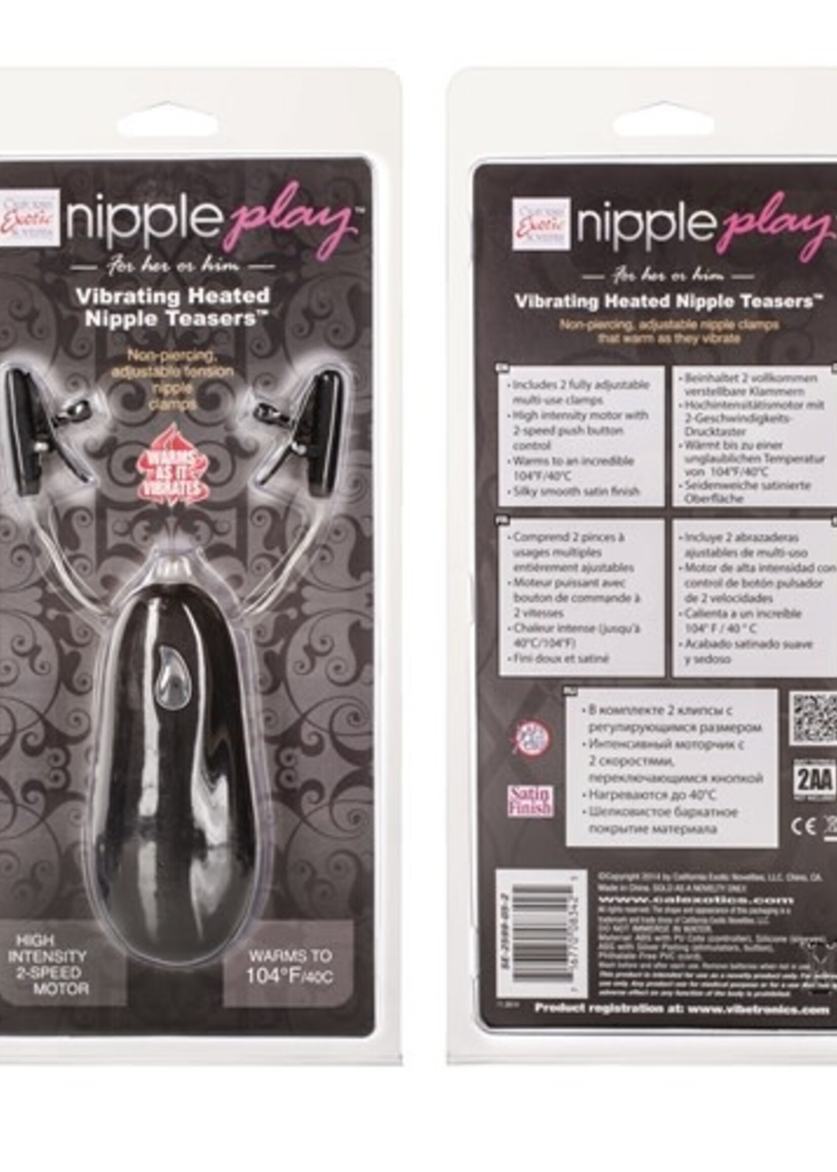 Calexotics Vibrating Heated Nipple Teasers - Black