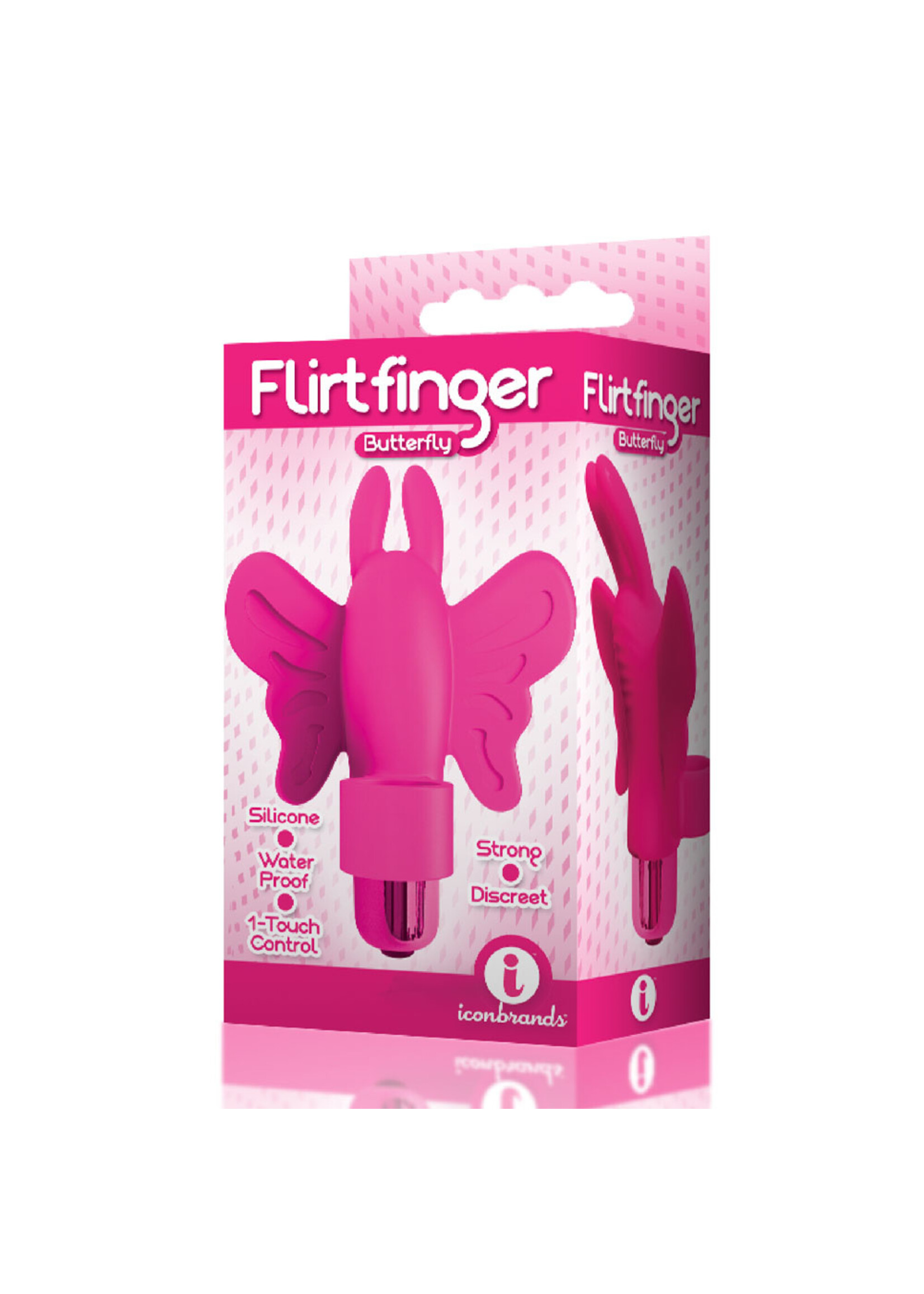 Icon Brands Flirt Finger Butterfly Finger Vibrator - Pink