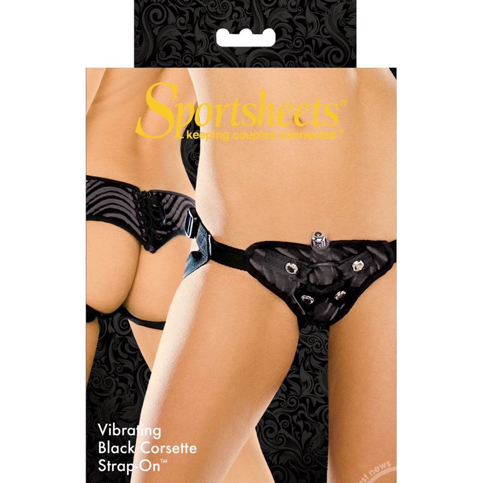 Sportsheets Vibrating Corsette Strap-On Harness Black