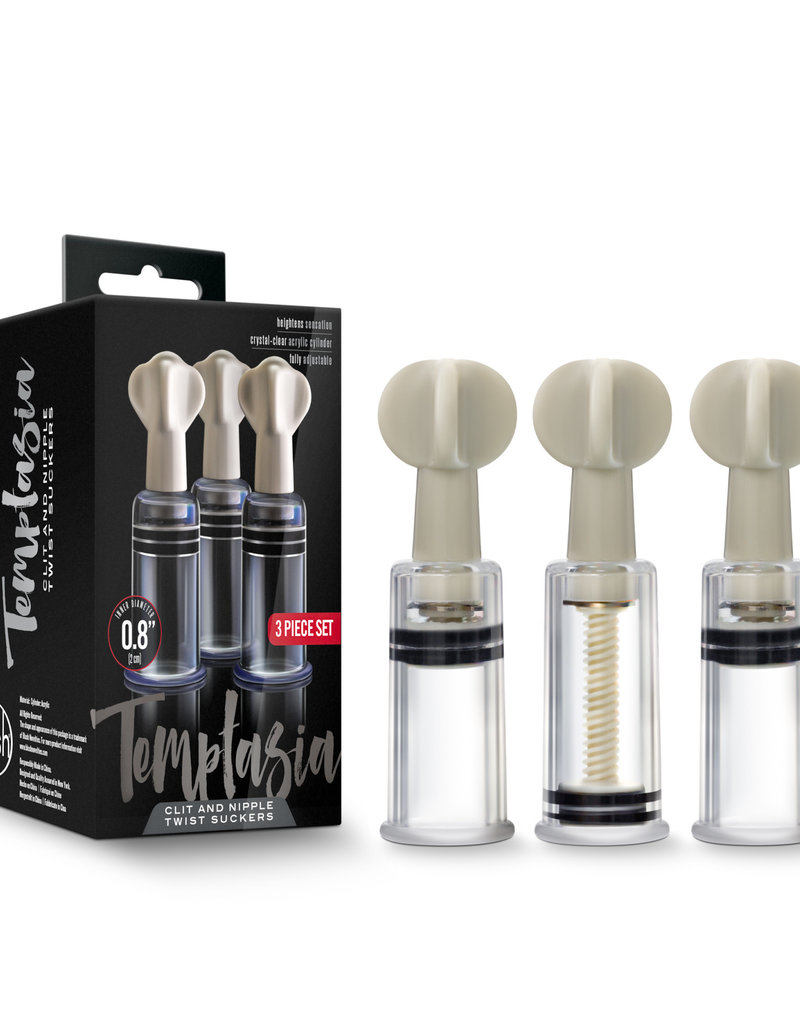 Blush Novelties Temptasia - Clit and Nipple Twist Suckers - Set of 3 - Clear