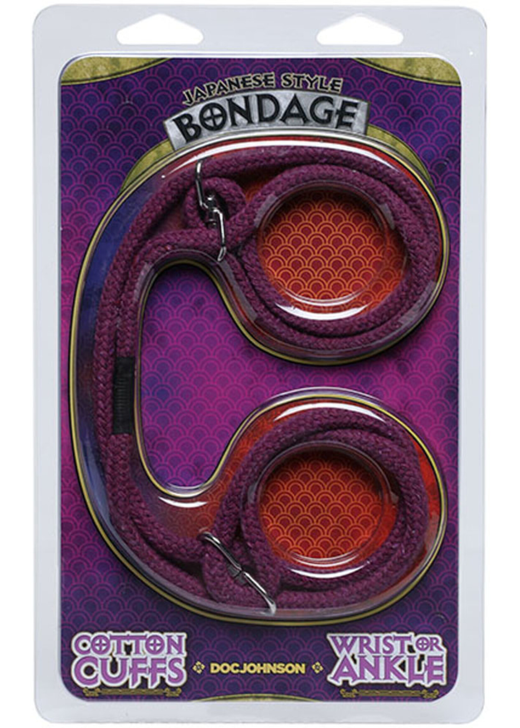 Doc Johnson Japanese Style Bondage - Cotton Wrist or Ankle Cotton Cuffs - Purple