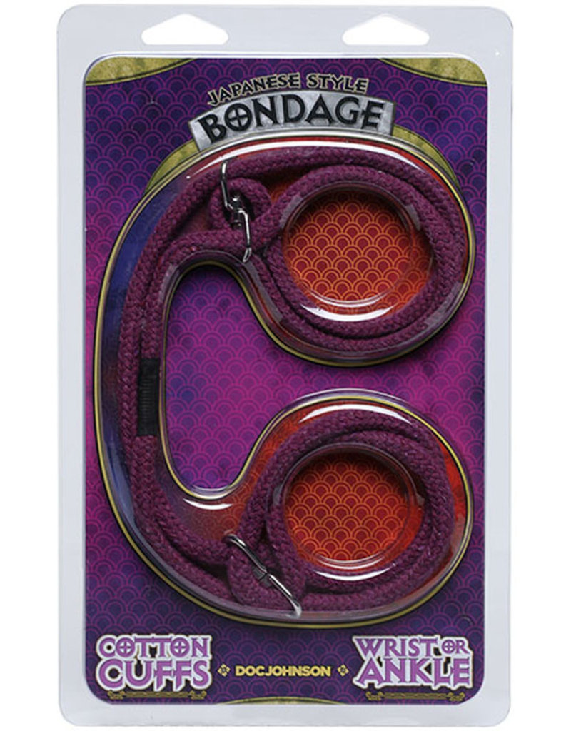 Doc Johnson Japanese Style Bondage - Cotton Wrist or Ankle Cotton Cuffs - Purple
