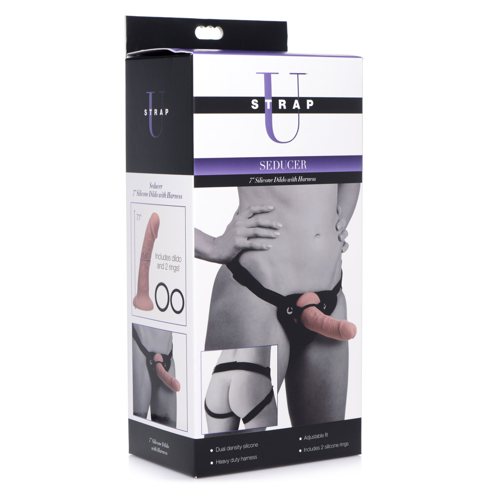 XR Brands Strap U Seducer 7 Inch Silicone Dildo With Harness