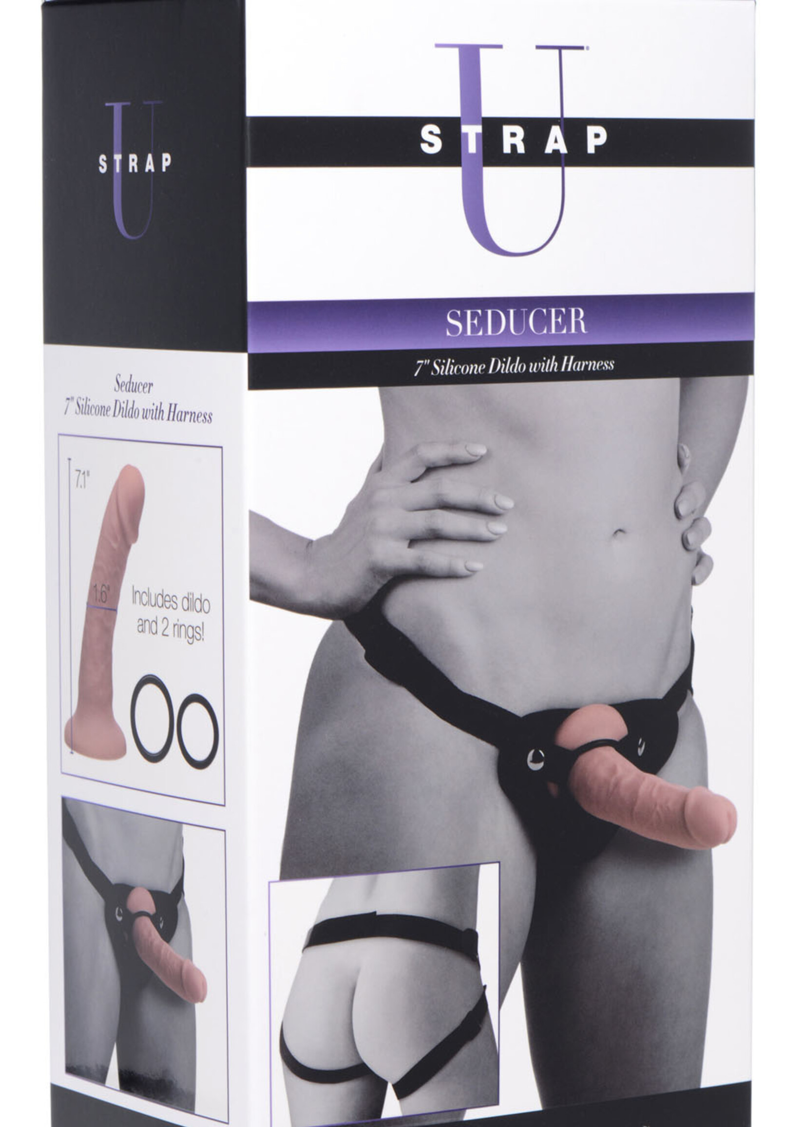 XR Brands Strap U Seducer 7 Inch Silicone Dildo With Harness