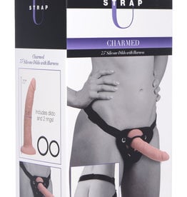 XR Brands Strap U Charmed 7.5 Inch Silicone Dildo With Harness