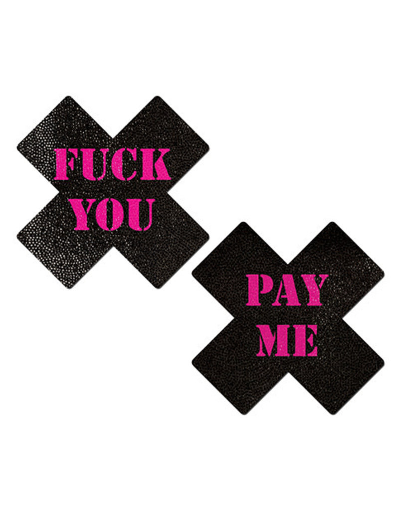 Pastease Pastease Fuck You Pay Me Cross - Black/Pink O/S