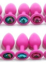 Touch of Fur Hot Pink Silicone Jeweled Butt Plug