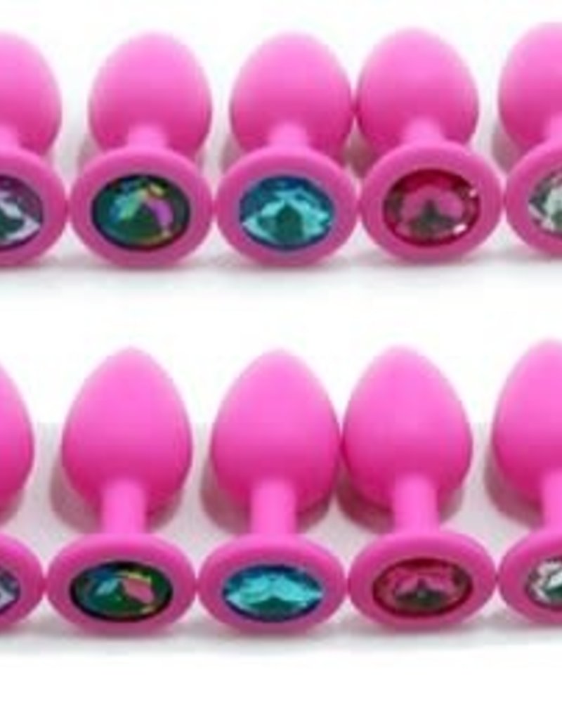 Touch of Fur Hot Pink Silicone Jeweled Butt Plug