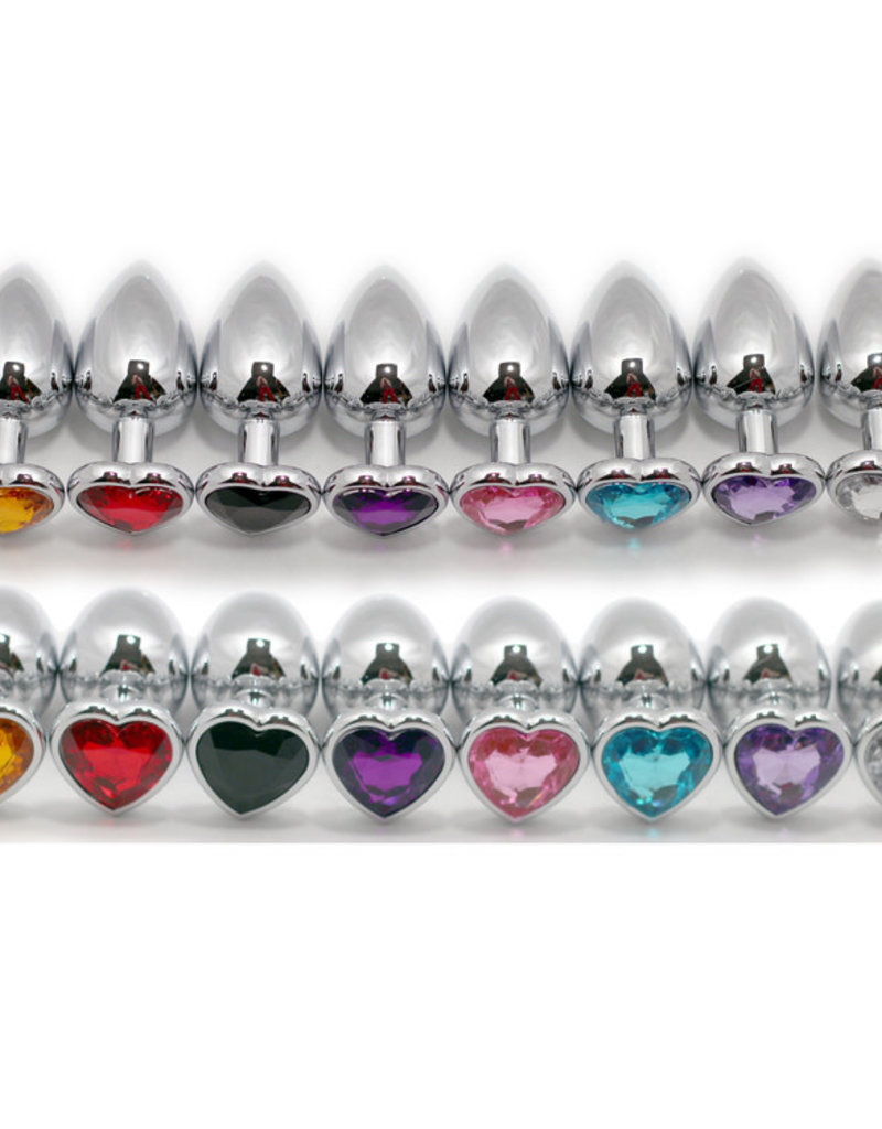 Touch of Fur Heart-Shaped Stainless Steel Jeweled Butt Plug