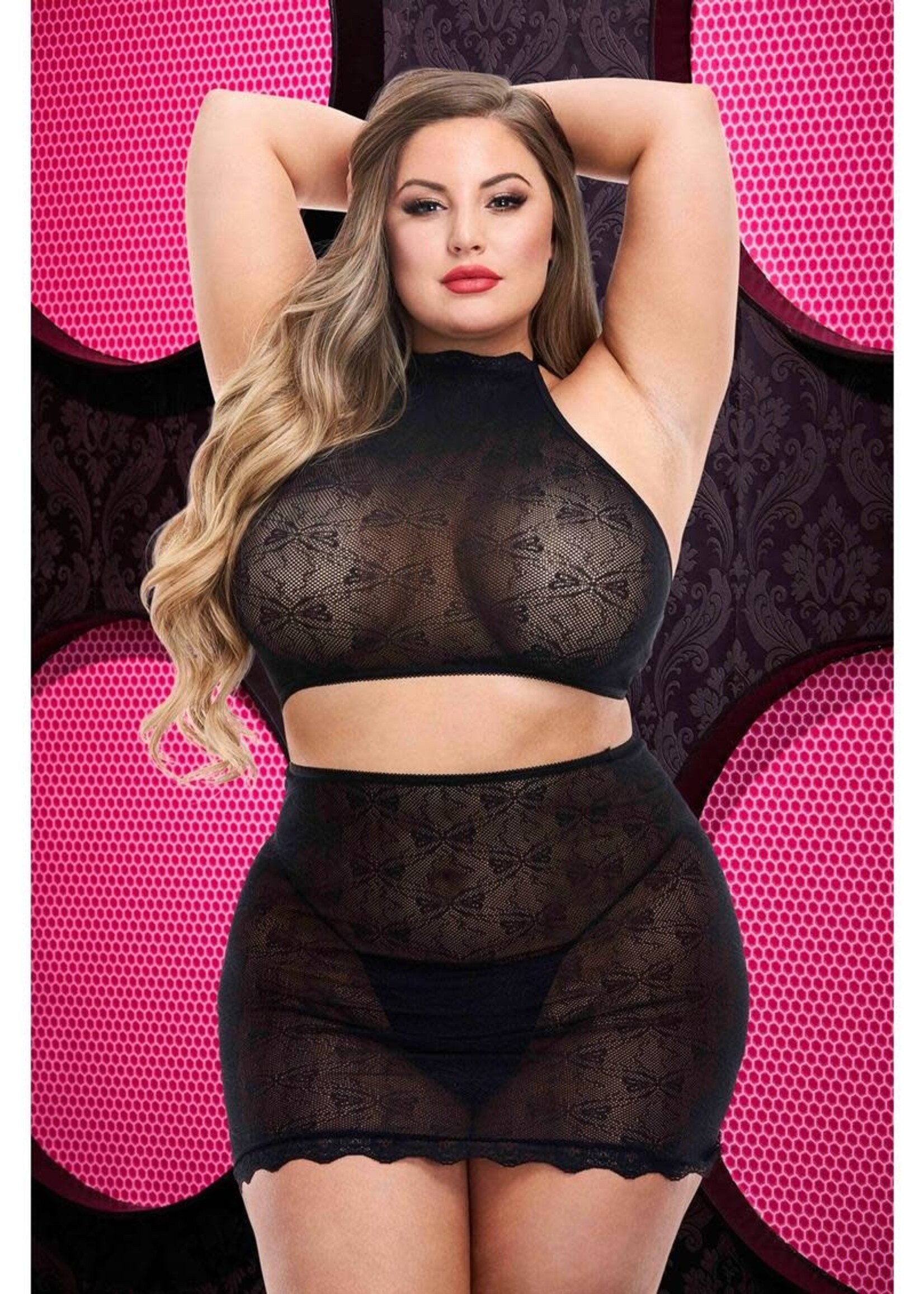 LapDance JACQUARD CROP TOP & SKIRT SET