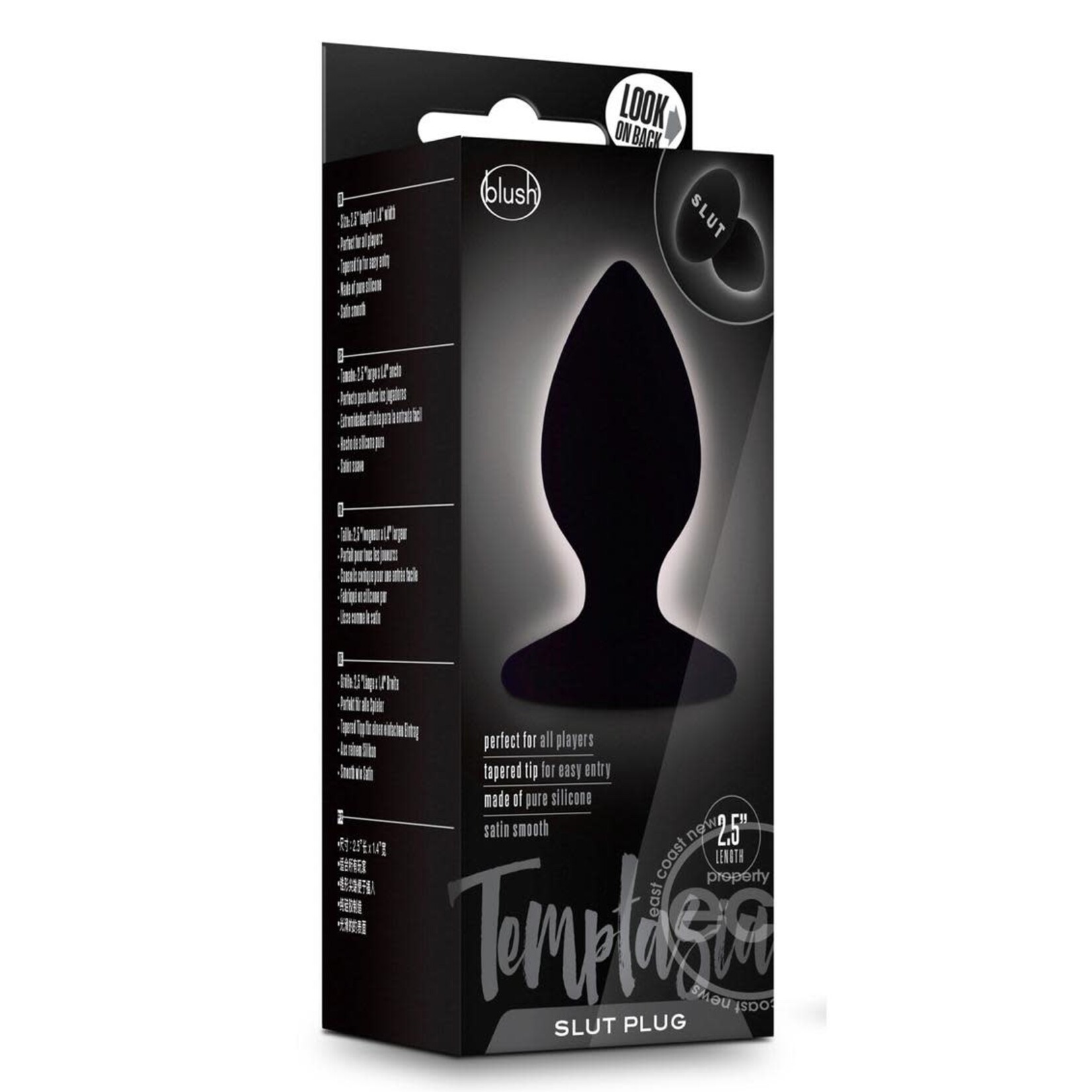 Blush Novelties Temptasia Slut Silicone Butt Plug - Black