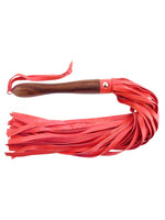 Rogue Garmets Rouge Wooden Handle Leather Flogger - Red
