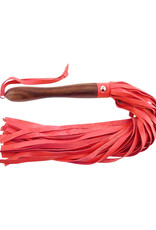 Rogue Garmets Rouge Wooden Handle Leather Flogger - Red