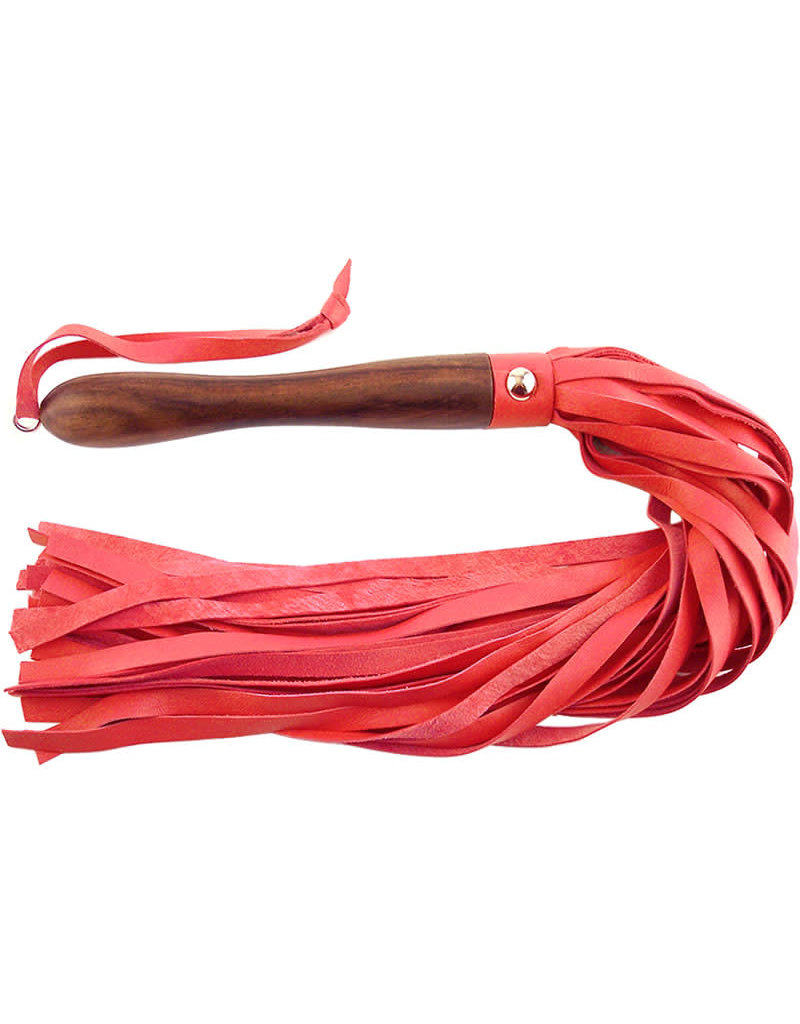 Rogue Garmets Rouge Wooden Handle Leather Flogger - Red
