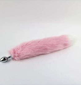 Touch of Fur 17-18" Light Pink with White Tip Faux Fur Tail - stainless steel - small