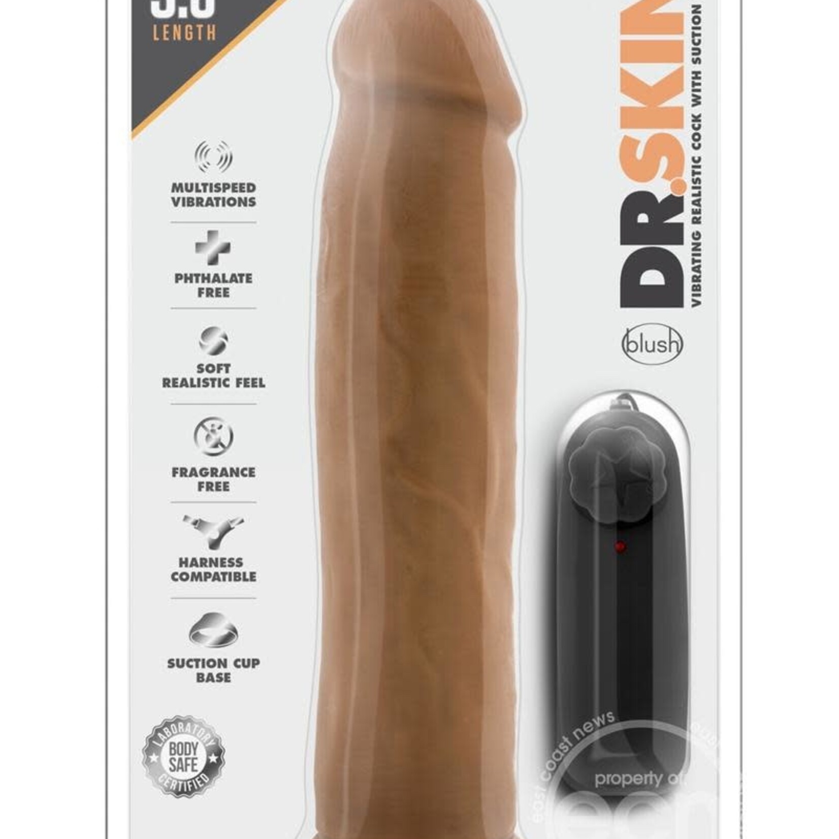 Blush Novelties Dr. Skin - Dr. Throb - 9.5 Inch Vibrating Realistic Cock With Suction Cup - Mocha