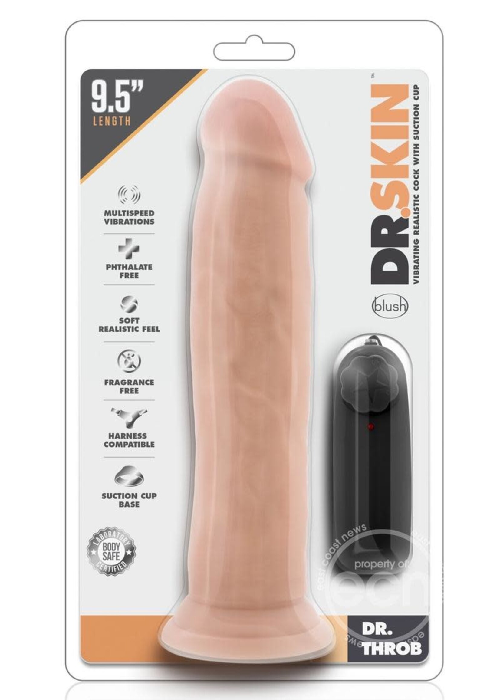 Blush Novelties Dr. Skin - Dr. Throb - 9.5 Inch Vibrating Realistic Cock With Suction Cup - Vanilla