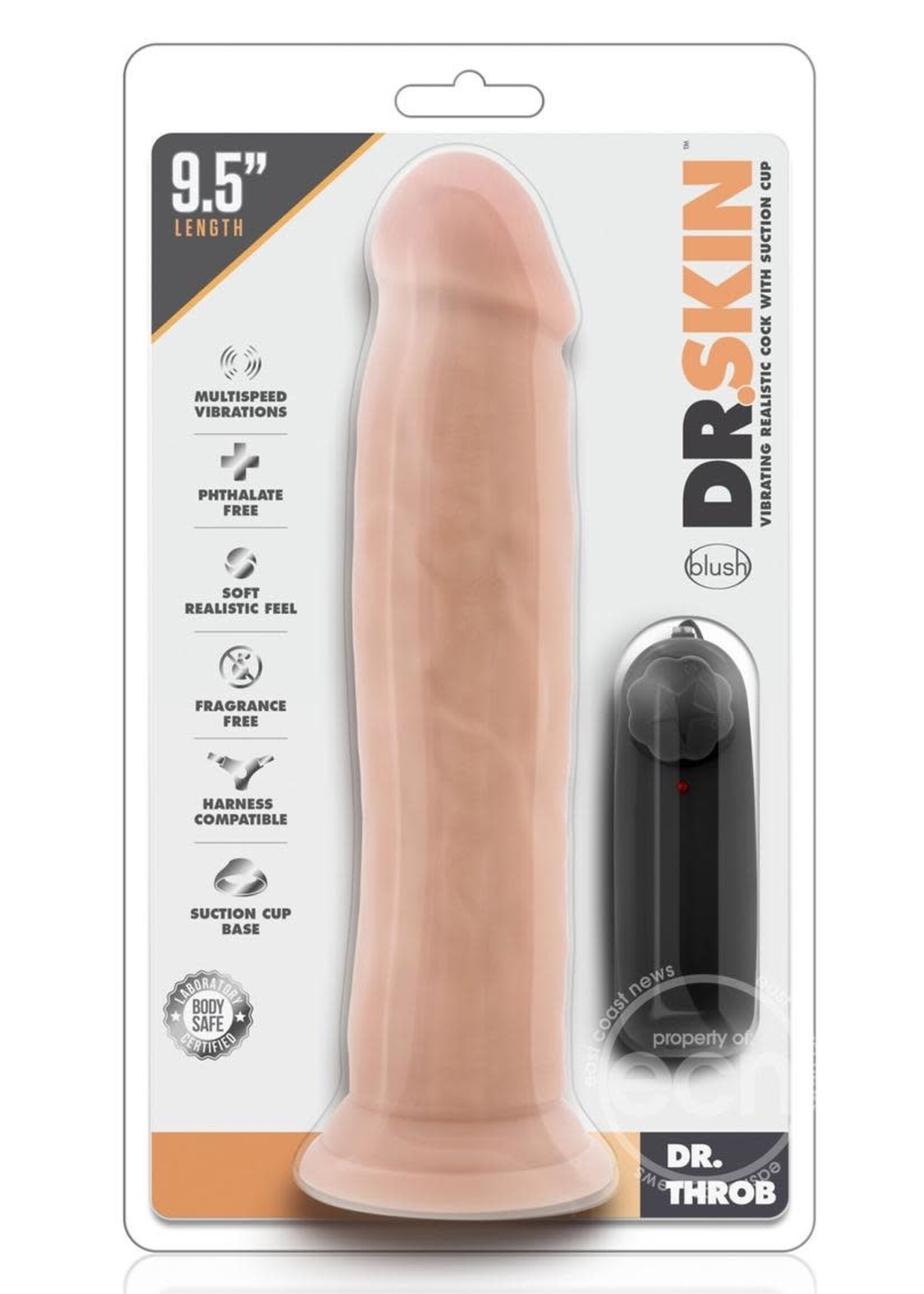 Blush Novelties Dr. Skin - Dr. Throb - 9.5 Inch Vibrating Realistic Cock With Suction Cup - Vanilla