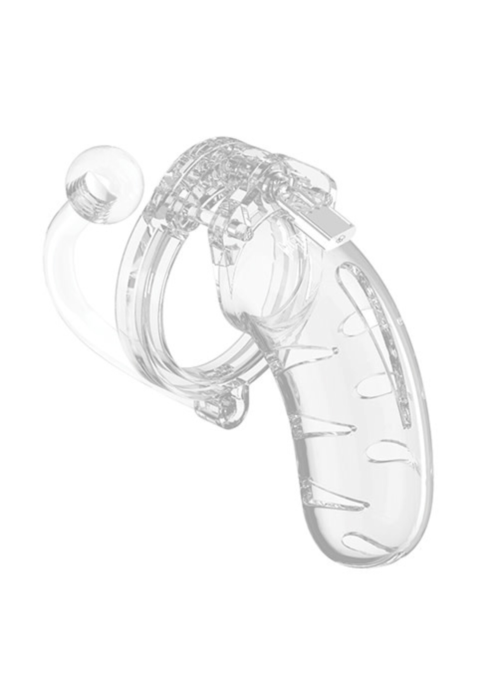 Shots Mancage Shots Man Cage 4.5" Cock Cage w/Plug 11 - Clear