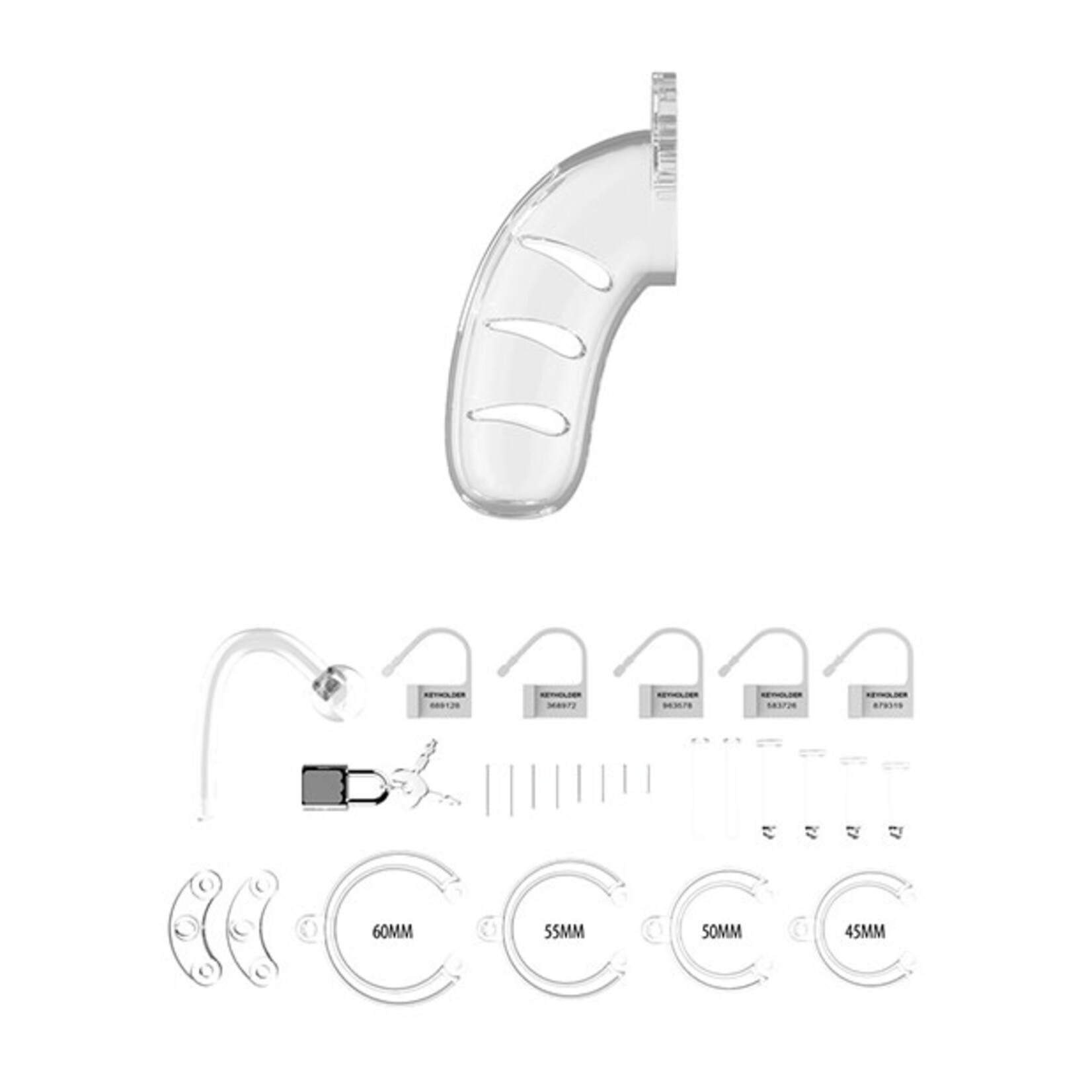 Shots Mancage Shots Man Cage 4.5" Cock Cage w/Plug 11 - Clear