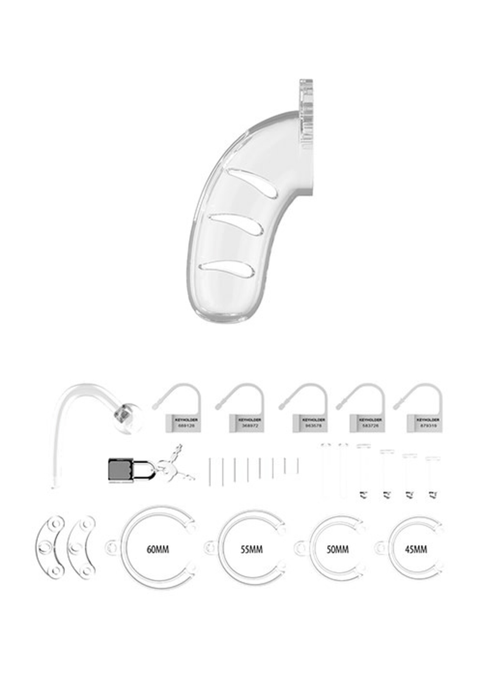 Shots Mancage Shots Man Cage 4.5" Cock Cage w/Plug 11 - Clear