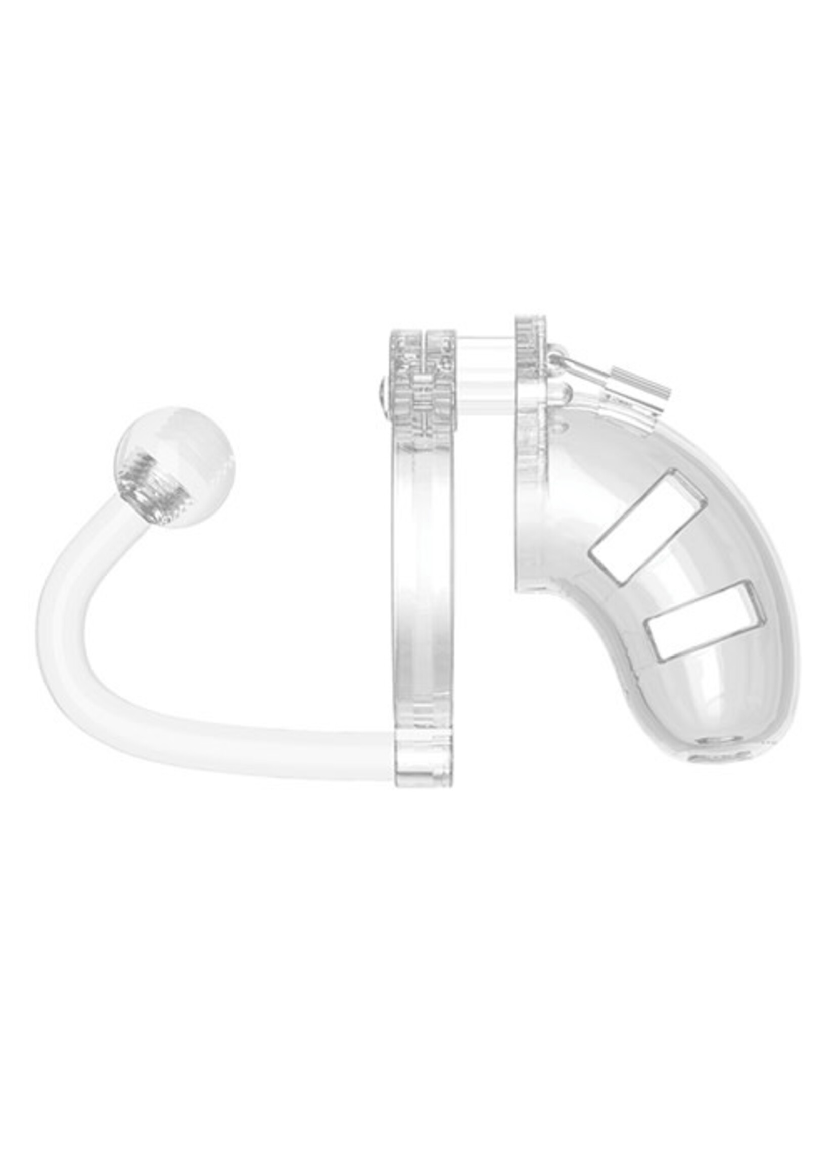 Shots Mancage Shots Man Cage Chastity 3.5" Cock Cage w/Plug Model 10 - Clear